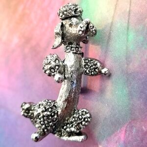 Vintage poodle pin Gerry's silver tone dog brooch